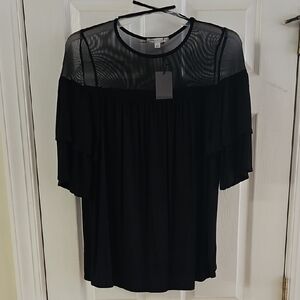 Green Envelope Black Sheer Blouse